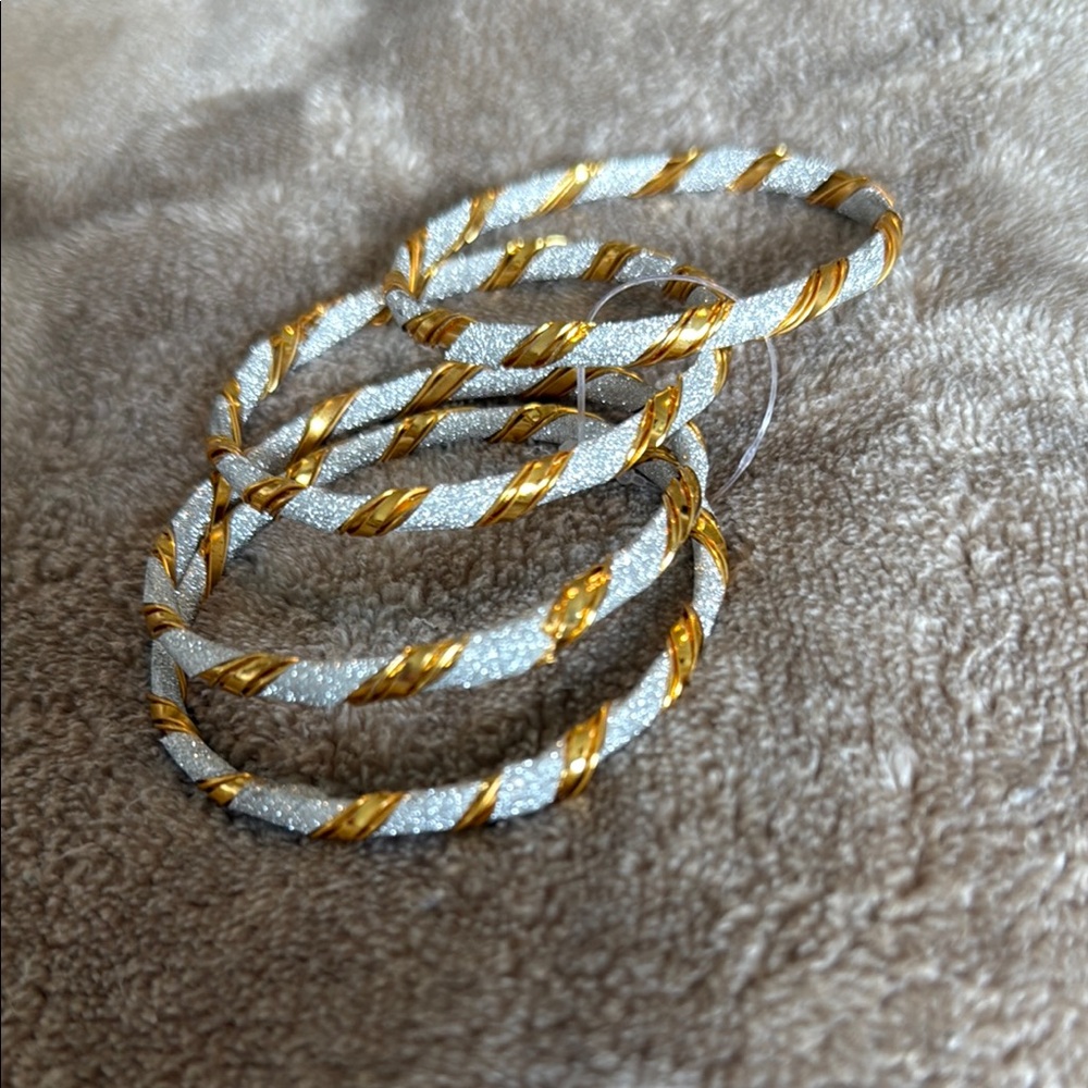 Hand Crafted Gold and Silver Spiral Bangles